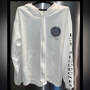 Mexico ANCIENT RUINS white zip JACKET Los Algodones B.C. Hooded archaeology mens